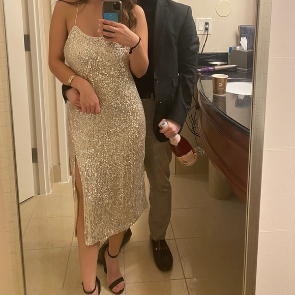 Midi Gold Sequin Dress - Picture 4 of 4